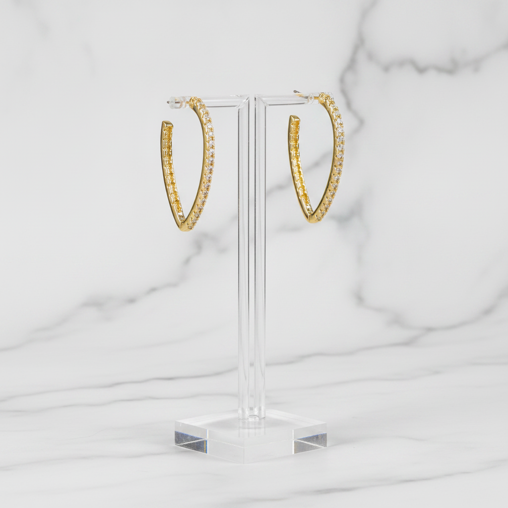 Pointed CZ Hoop Earring