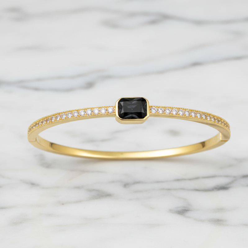 CZ Bangle w/ Square Stone