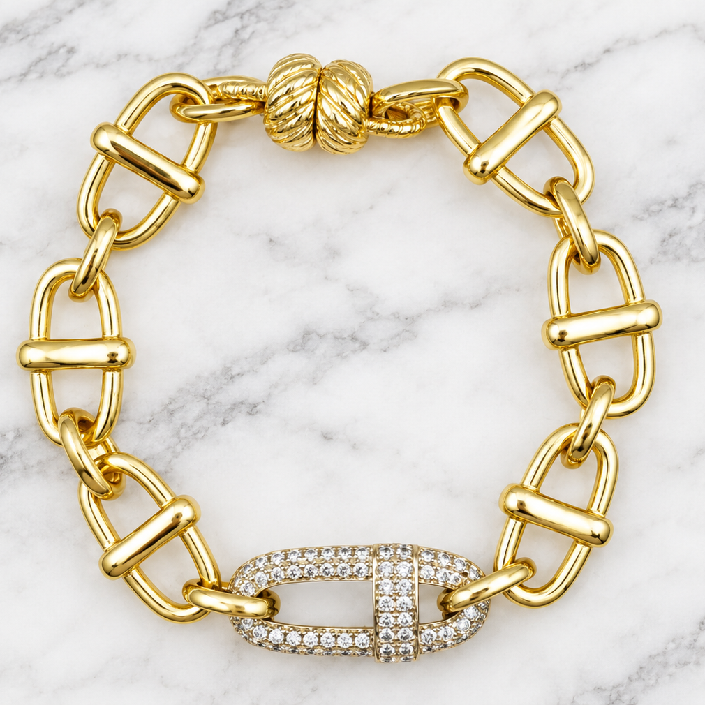 Pave Link Pig Nose Bracelet
