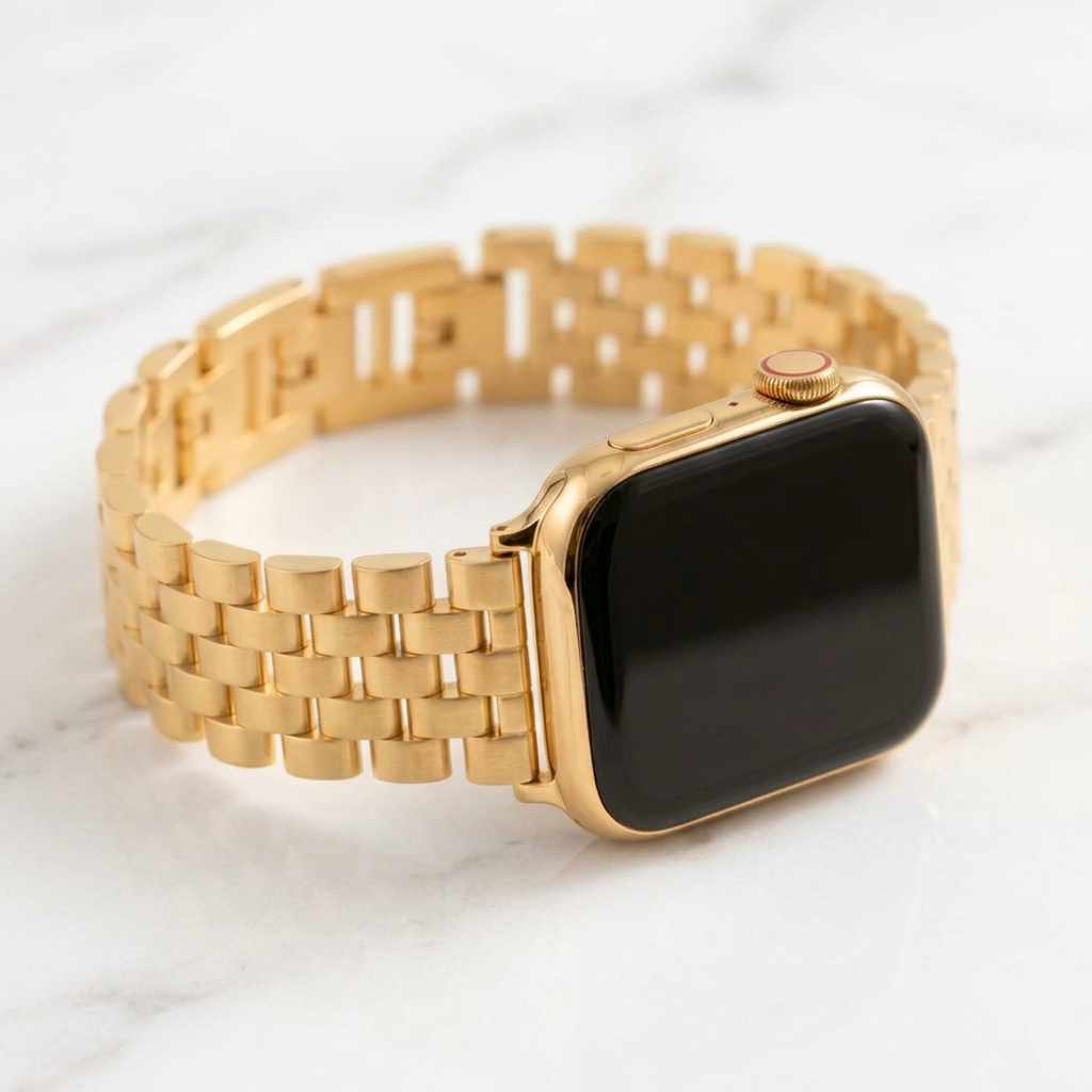 Golden Chic luxury Apple Watch strap by Cape Diablo, stylish watch band with elegant design for Apple Watch.