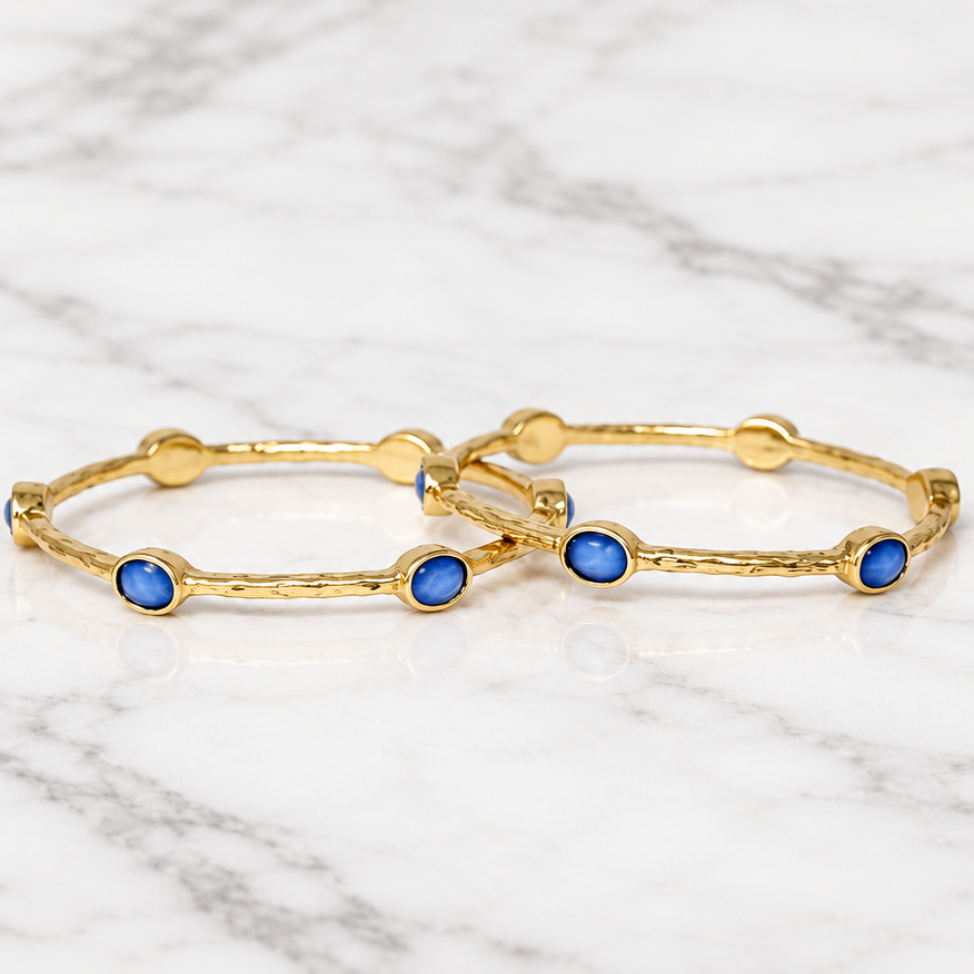 Elegant bamboo bangle bracelet with embedded stones by Bobk, showcasing a natural and stylish accessory design.