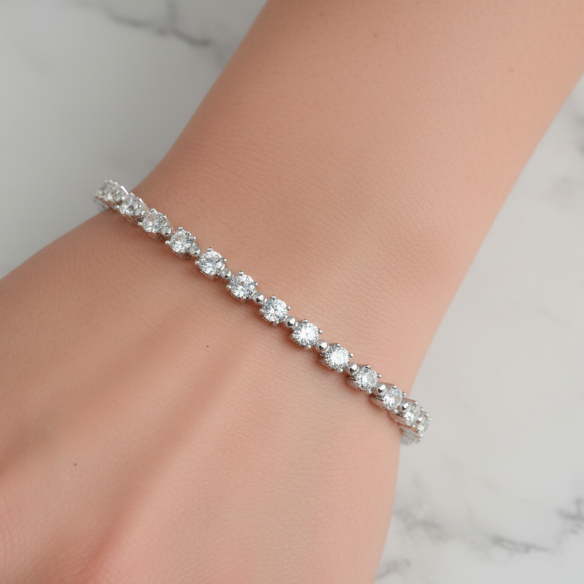 Half CZ & Dot Bangle