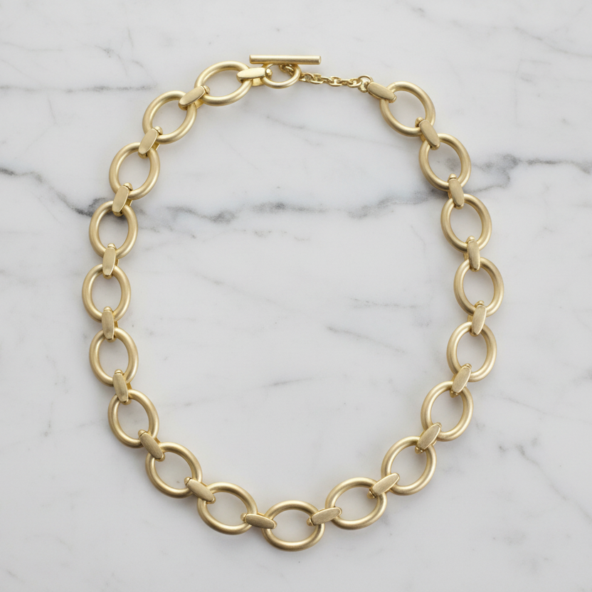 Matte Gold Link Necklace -18"