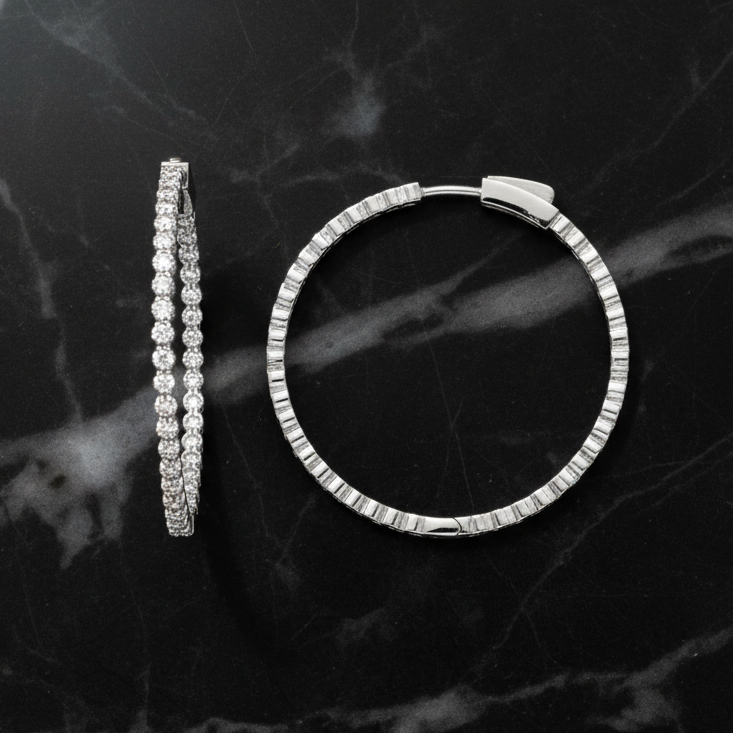 1.5" Flower CZ Hoop Earring