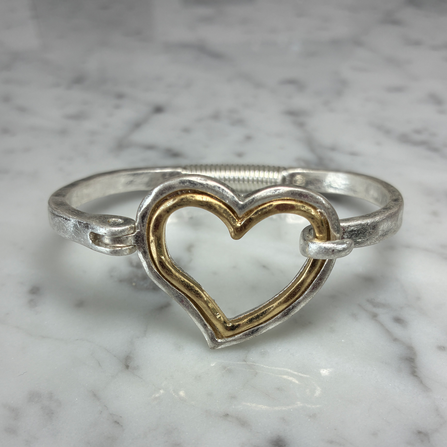 Hinge Double Heart Bangle