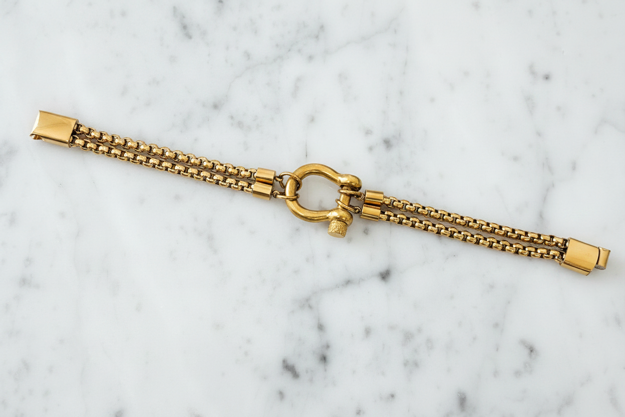 Double Box Chain w/ Horseshoe Clasp Bracelets