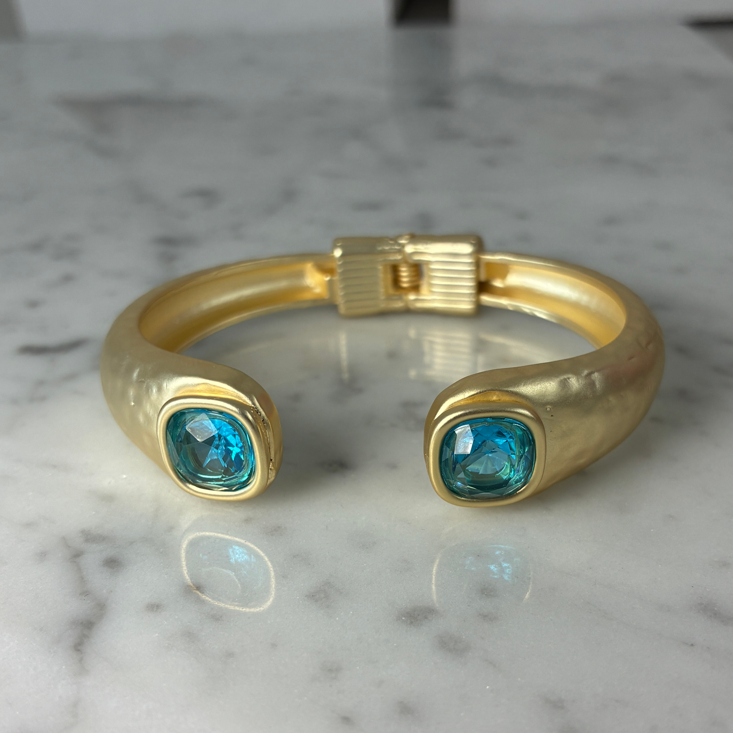 Matte Gold Bangle w/Square Stone