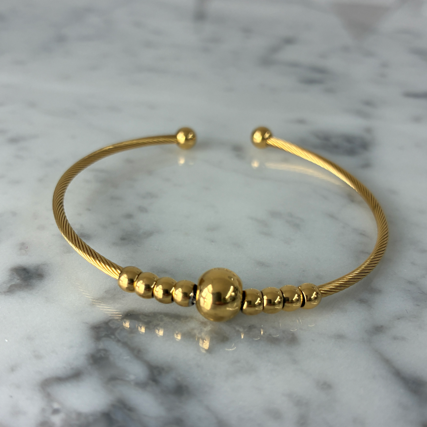 Gold Cable Bracelet w/ Beads