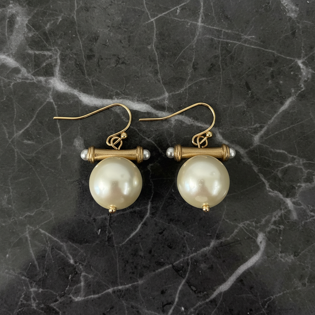 Pearl Dangle Earring w/ Bar