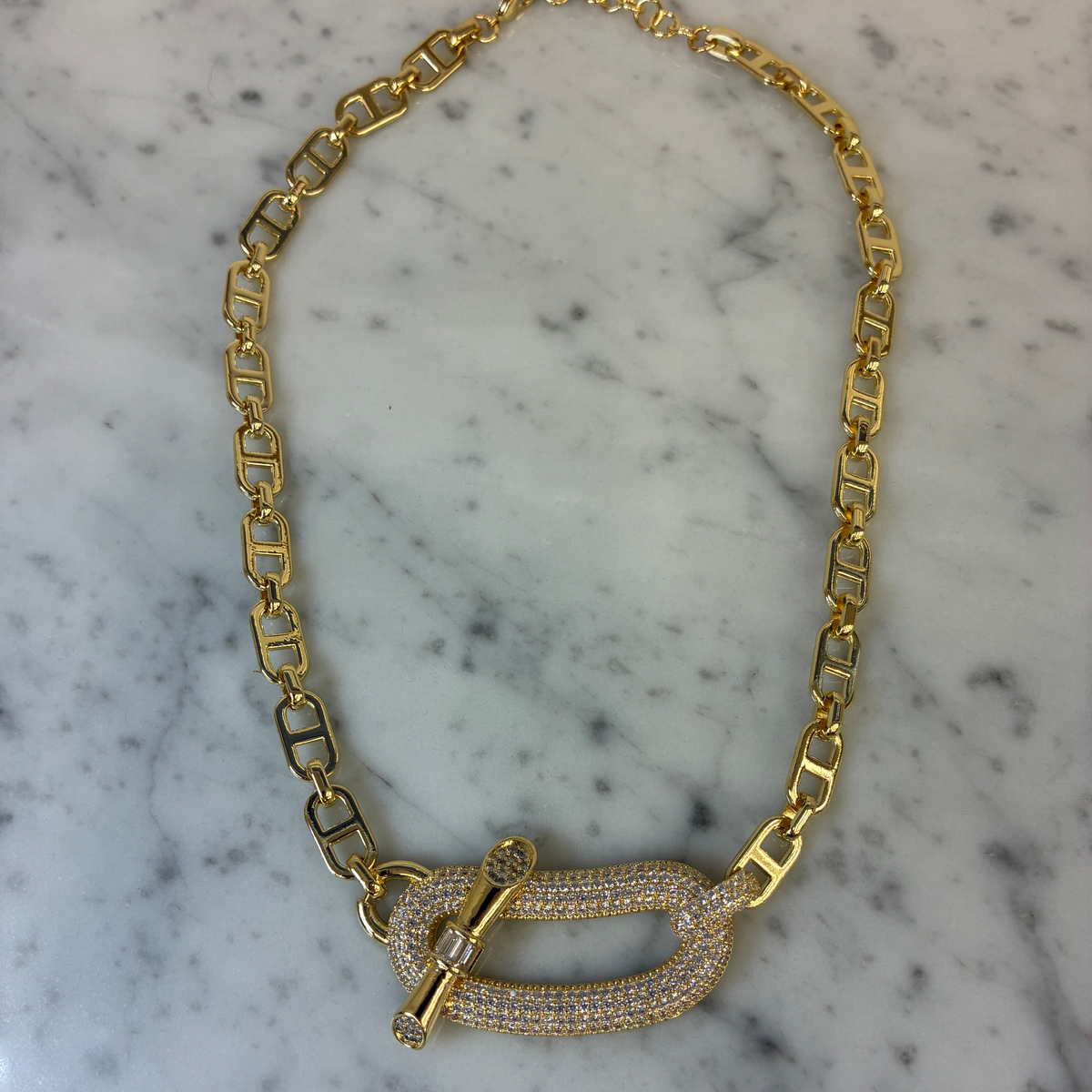 CZ Fancy Anchor Chain Necklace