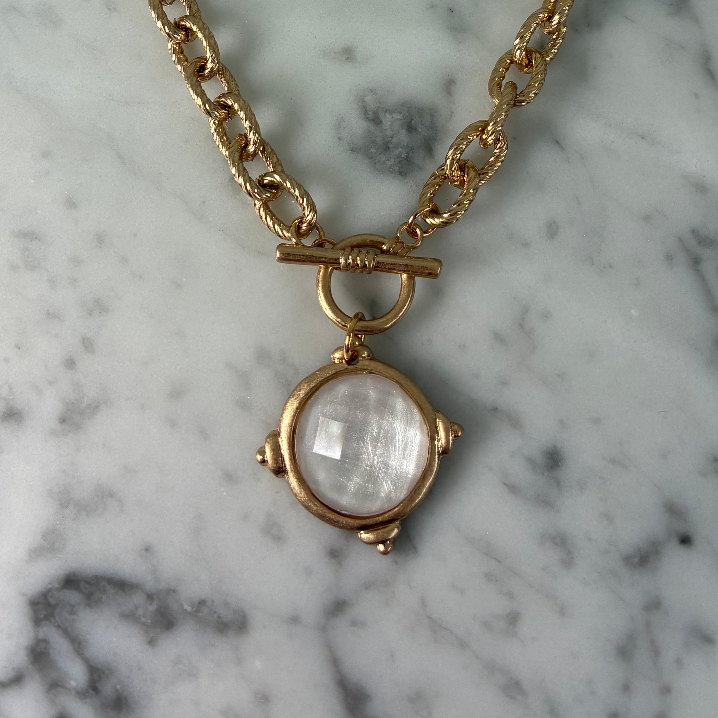 Stone Pendant Necklace w/ Toggle