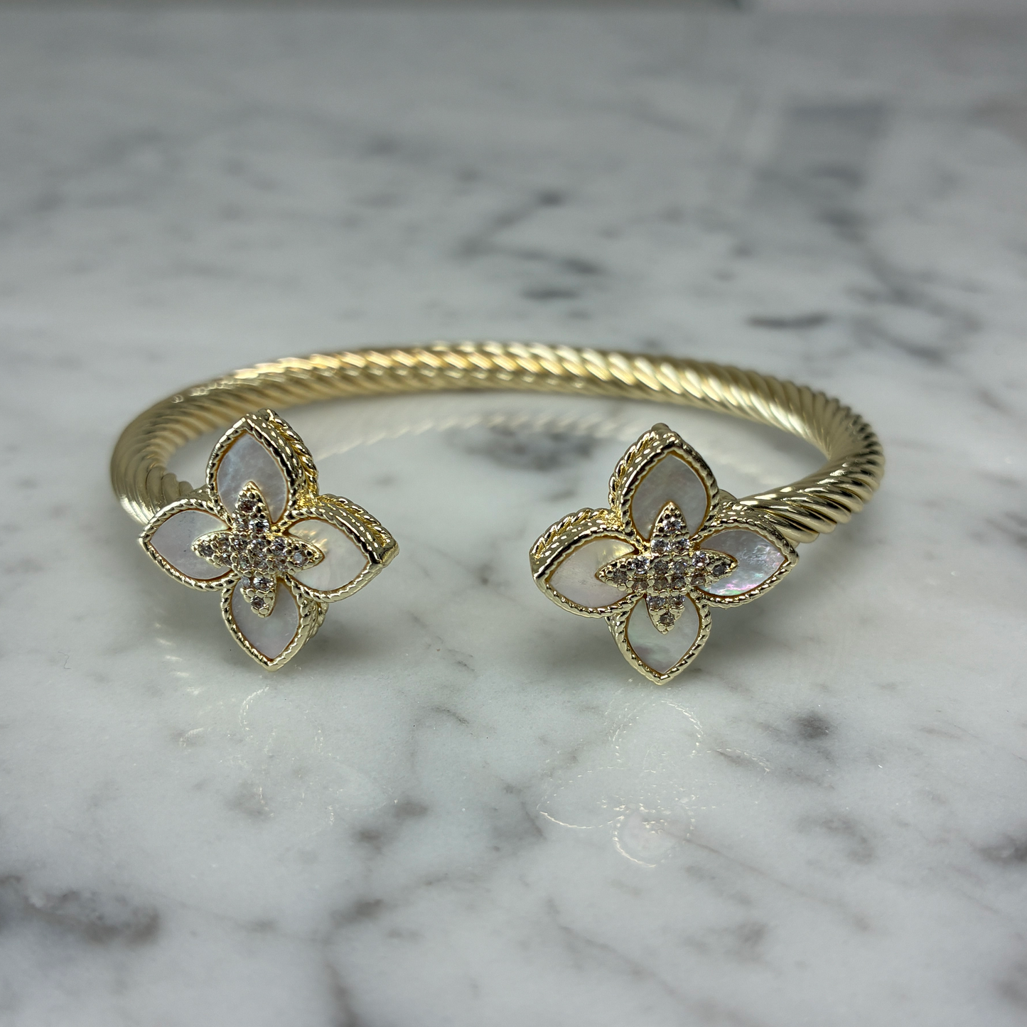 Clover MOP CZ Bangle