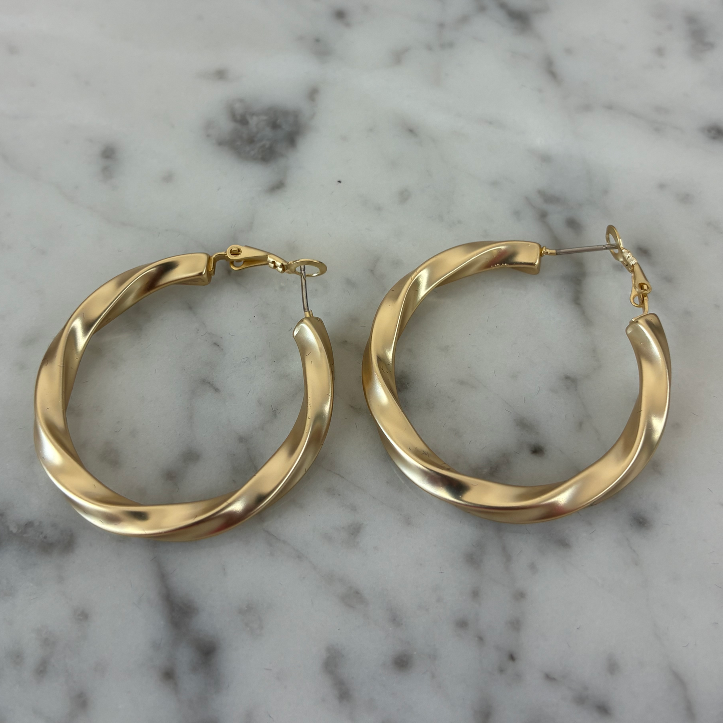 40mm Matte Gold Twist Hoop Earring