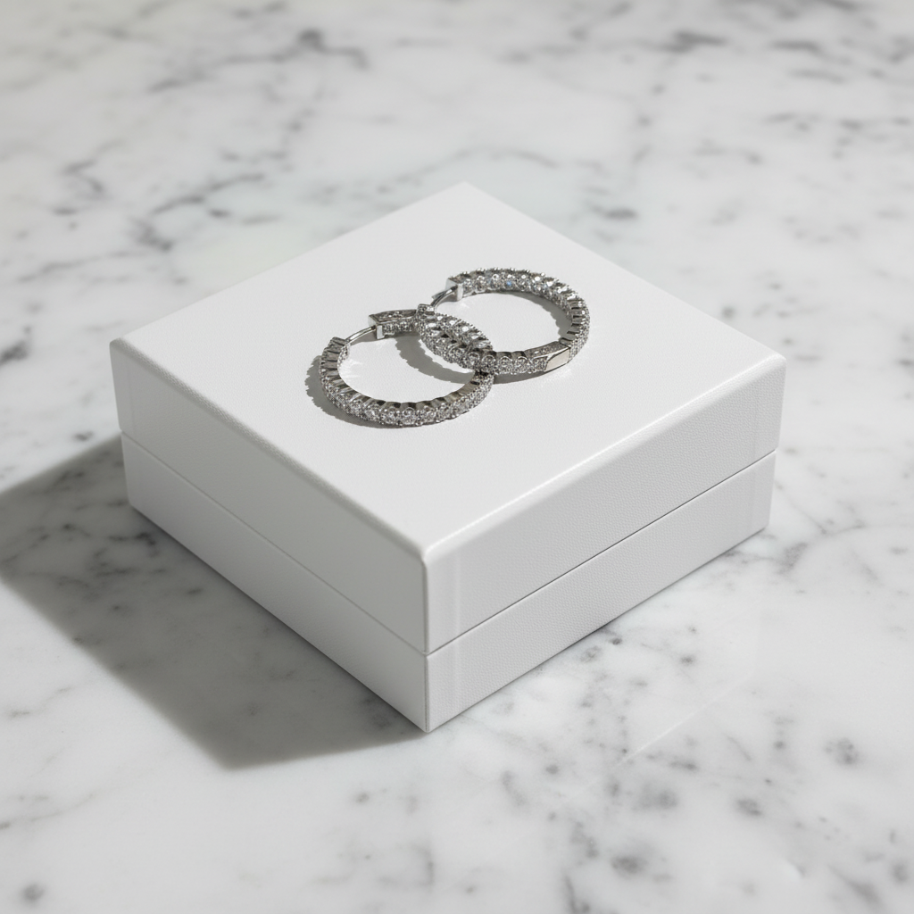 Silver CZ Inside/Out Hoop Earrings