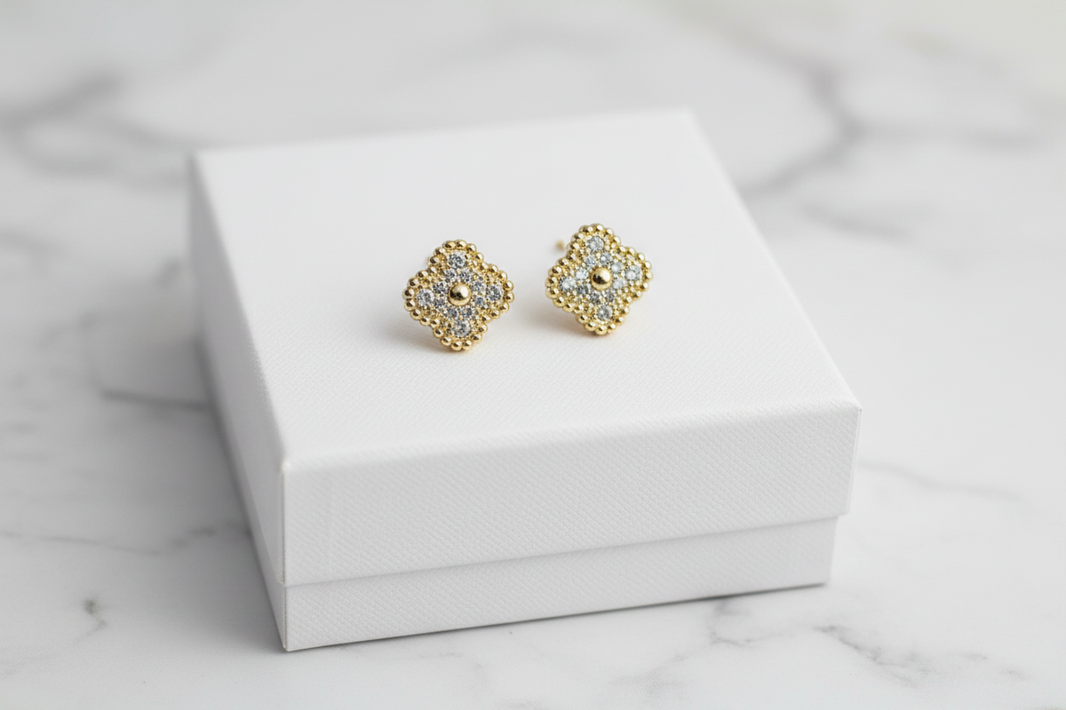 Gold 12mm Flower Earring
