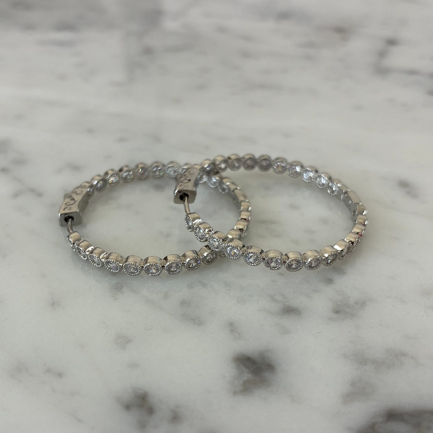 Inside/Out Med CZ Hoop Earring