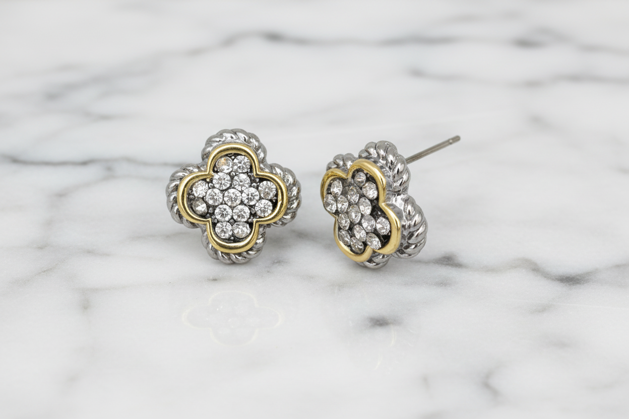 Two Tone Clover Earring