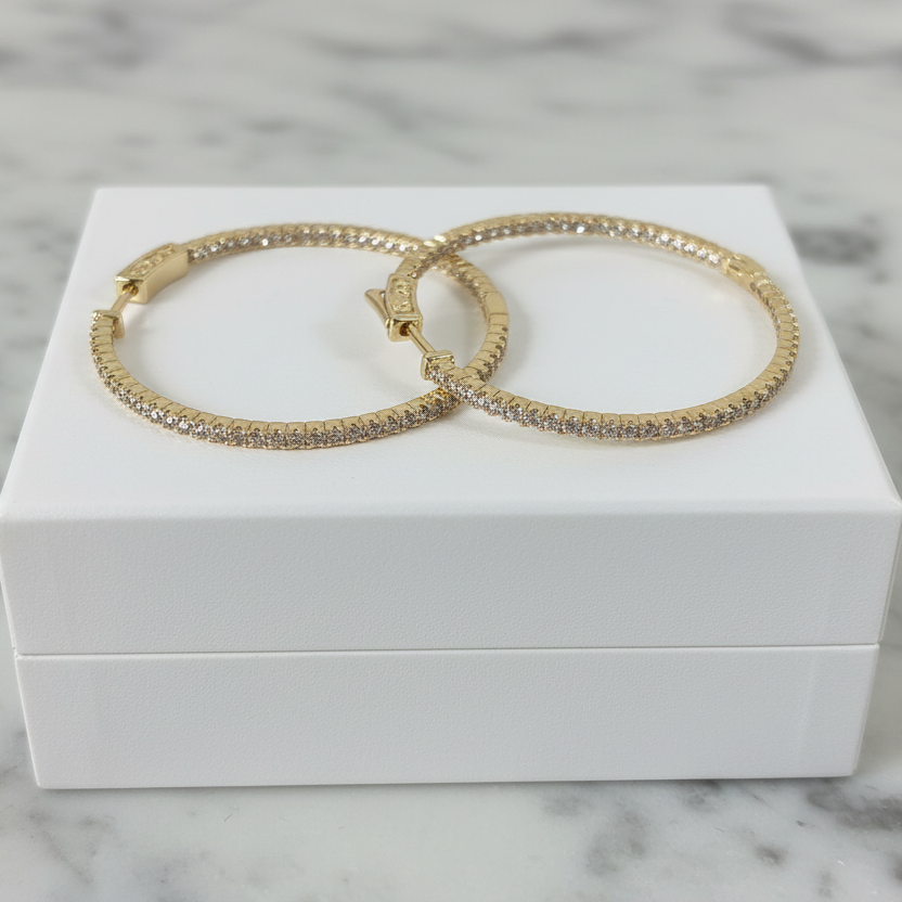 CZ Lg Inside Out Hoop Earrings