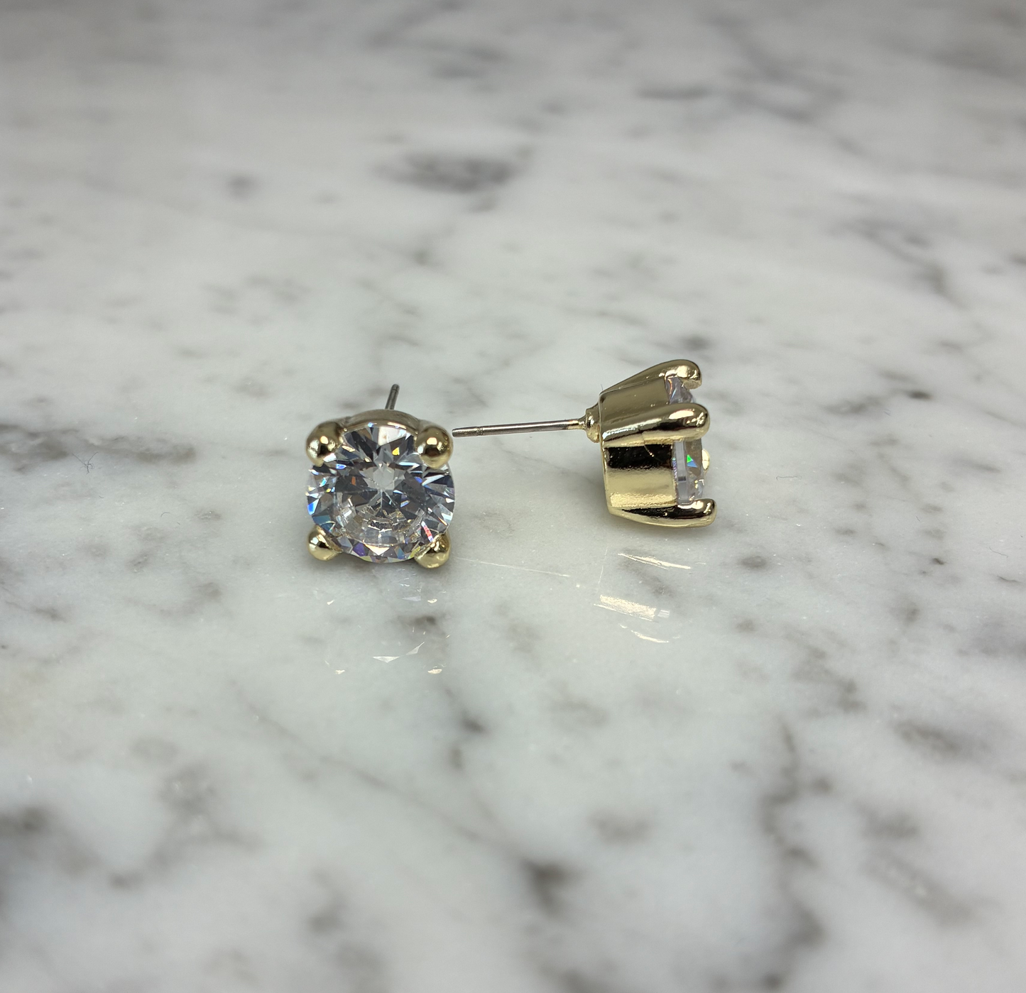 Gold 1cm Round Crystal Post Earring