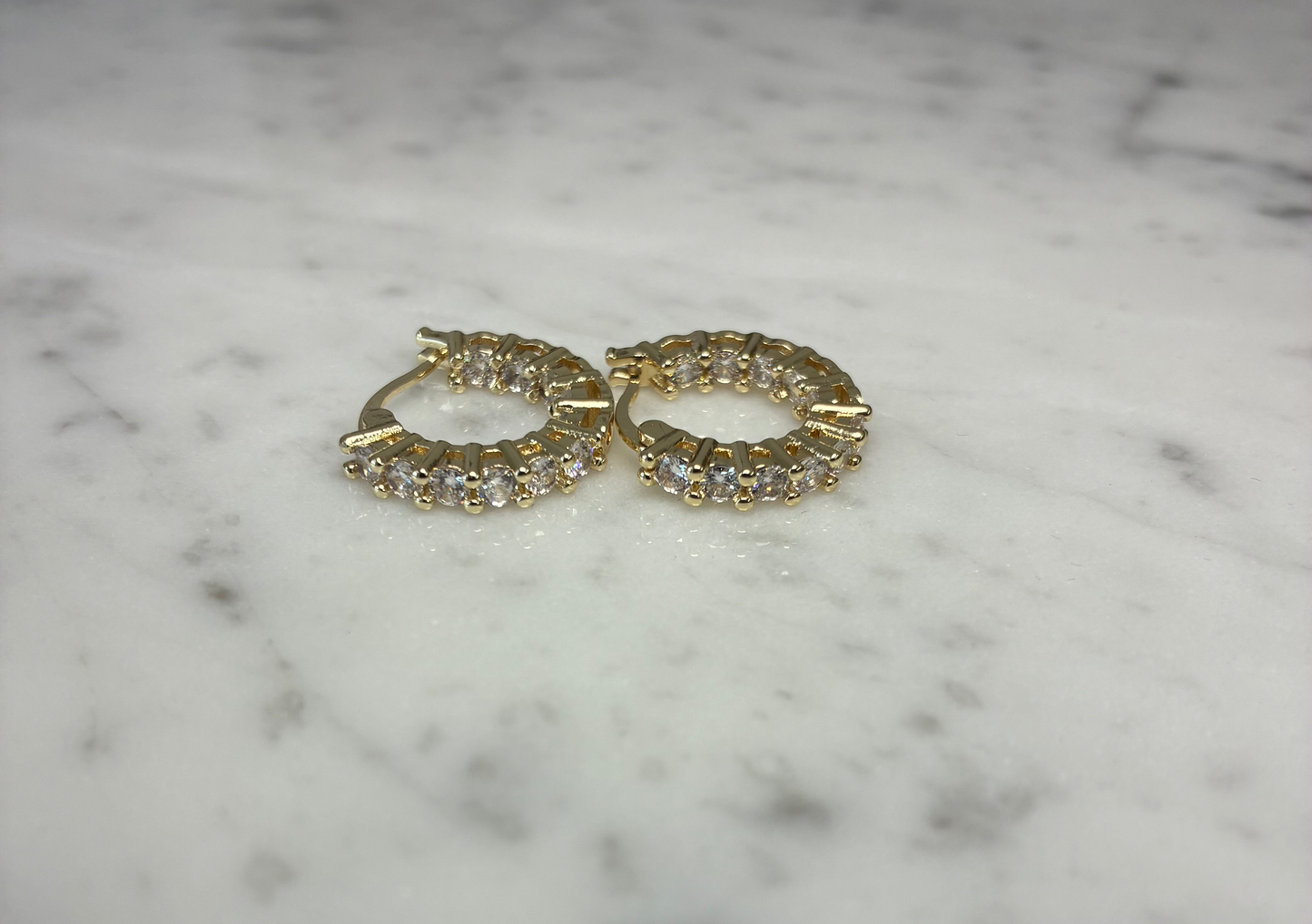 Small Gold CZ Huggie Hoop Earring