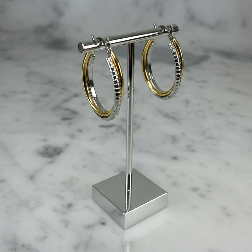 Two Tone Twisted Oval Cable Earring
