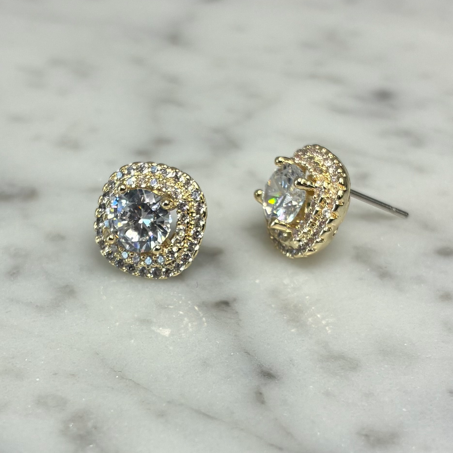 Square CZ Pave 11x11mm Earring