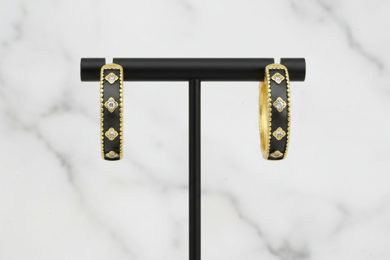 Small Gold Hoop Earring w/ CZs