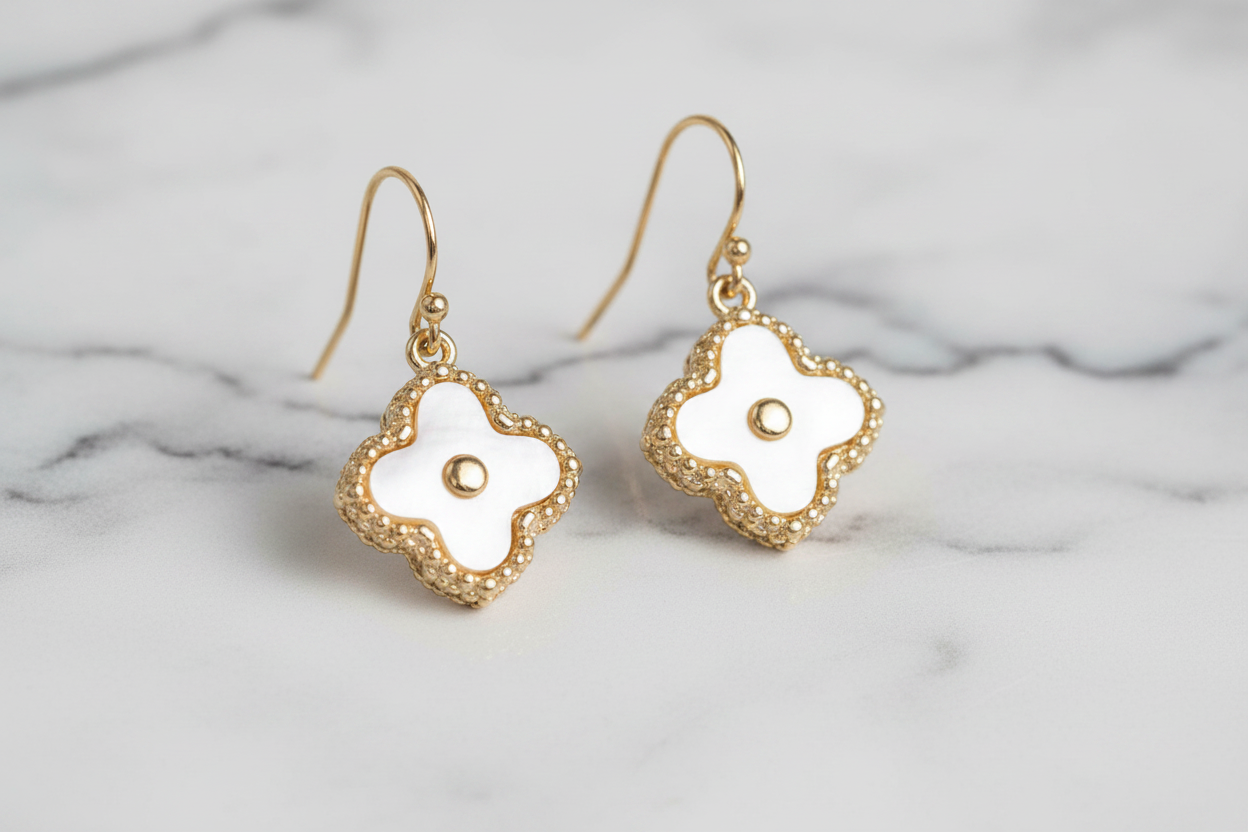Gold Clover Earring on Wire