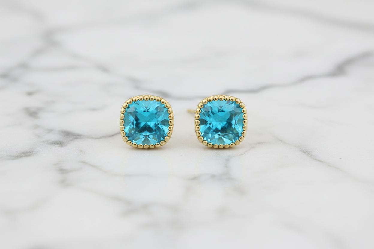 Tiny CZ Square Post Earring