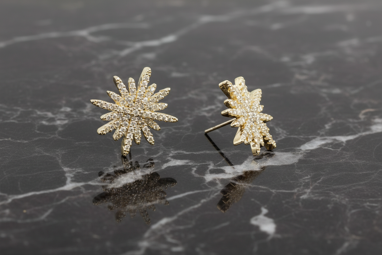 Pave Round Star Earring