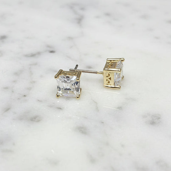 Princess Cut CZ Stud Earrings