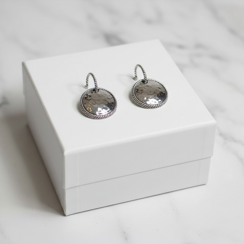 Hammered Round Dangle Earring