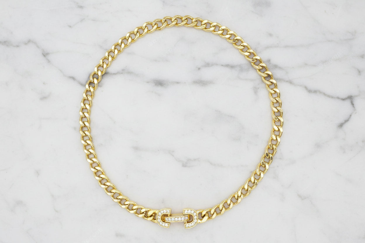 Gold Chain Necklace w/ CZ Clasp