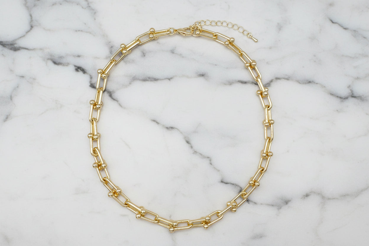 Gold Link Chain Necklace - 16"