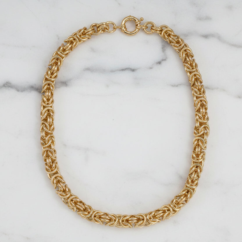 Lorena Swirly Gold Chain Necklace, 17-inch length, featuring a delicate, intricate design, perfect for stylish accessorizing.