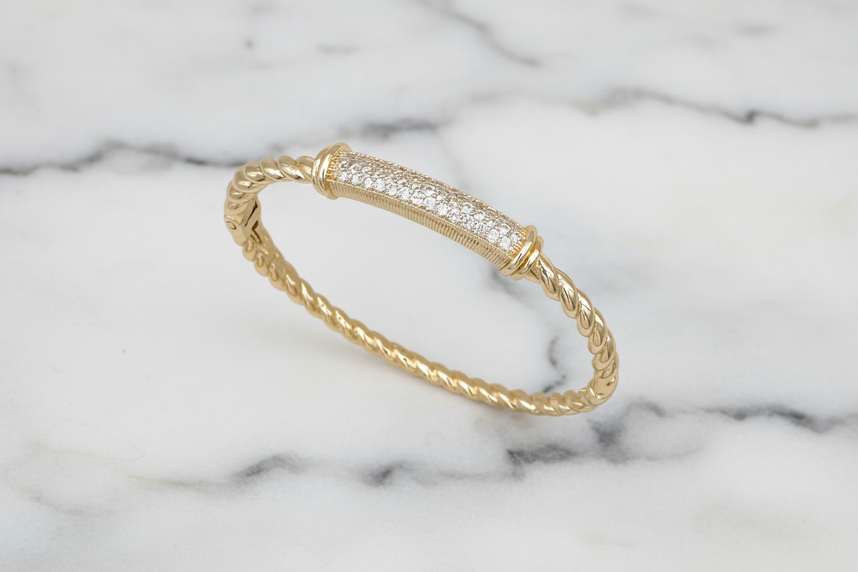Gold Pave Bar Bangle