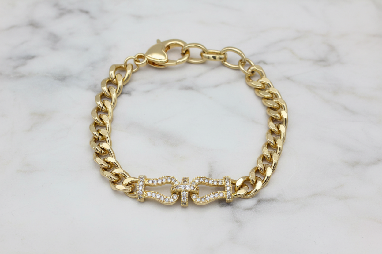 Gold Pave Cuban Link Bracelet