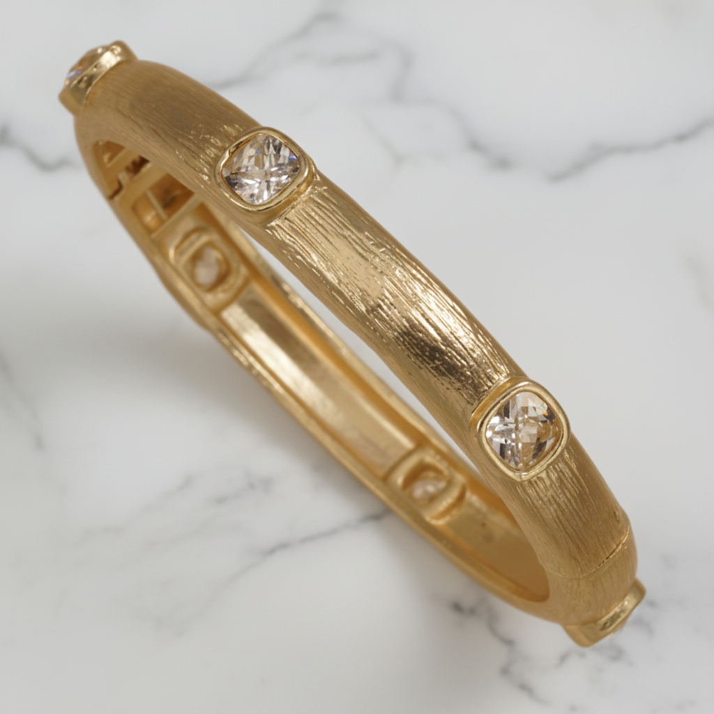 Matte Gold Crystal CZ Bangle