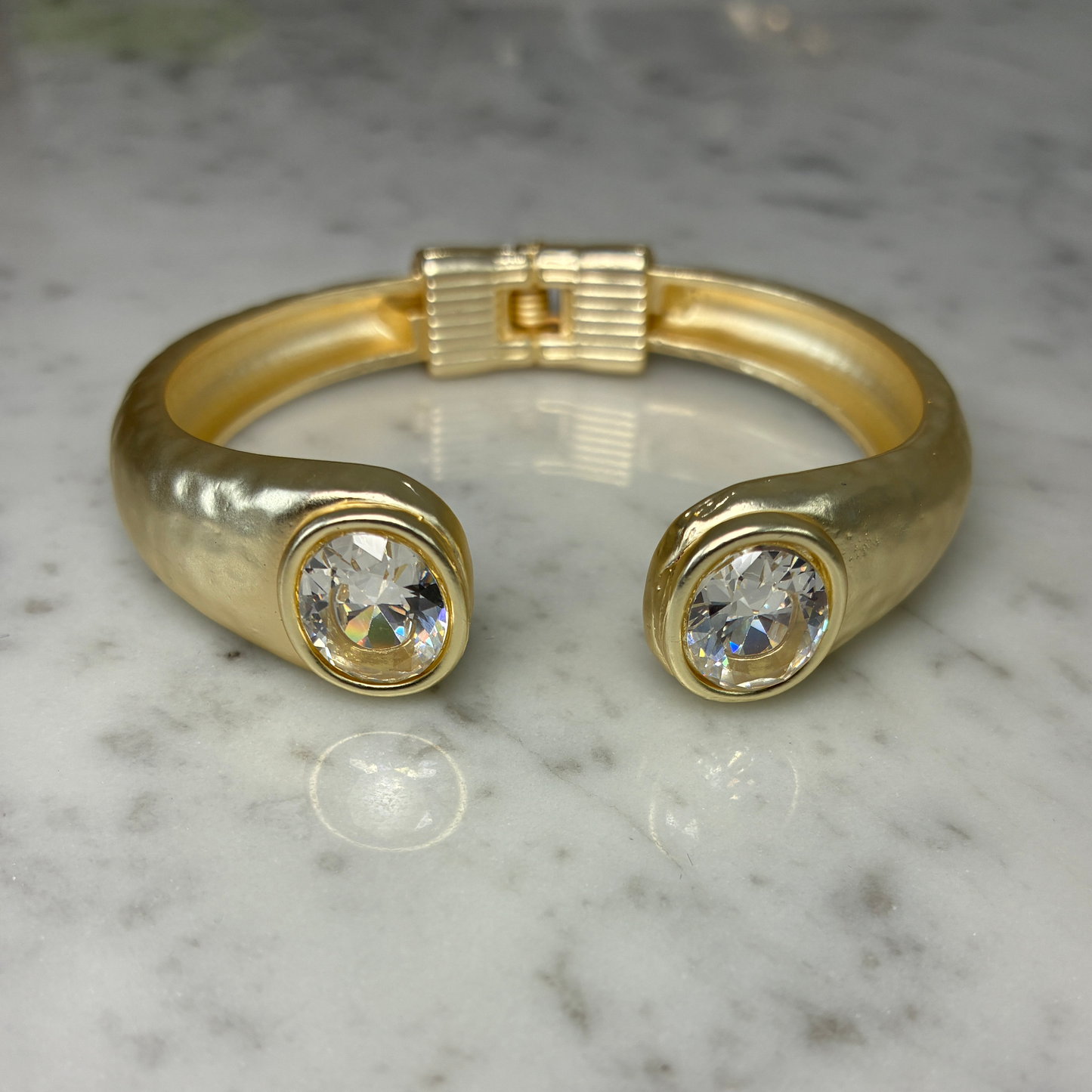 Matte Gold CZ Tips Bangle