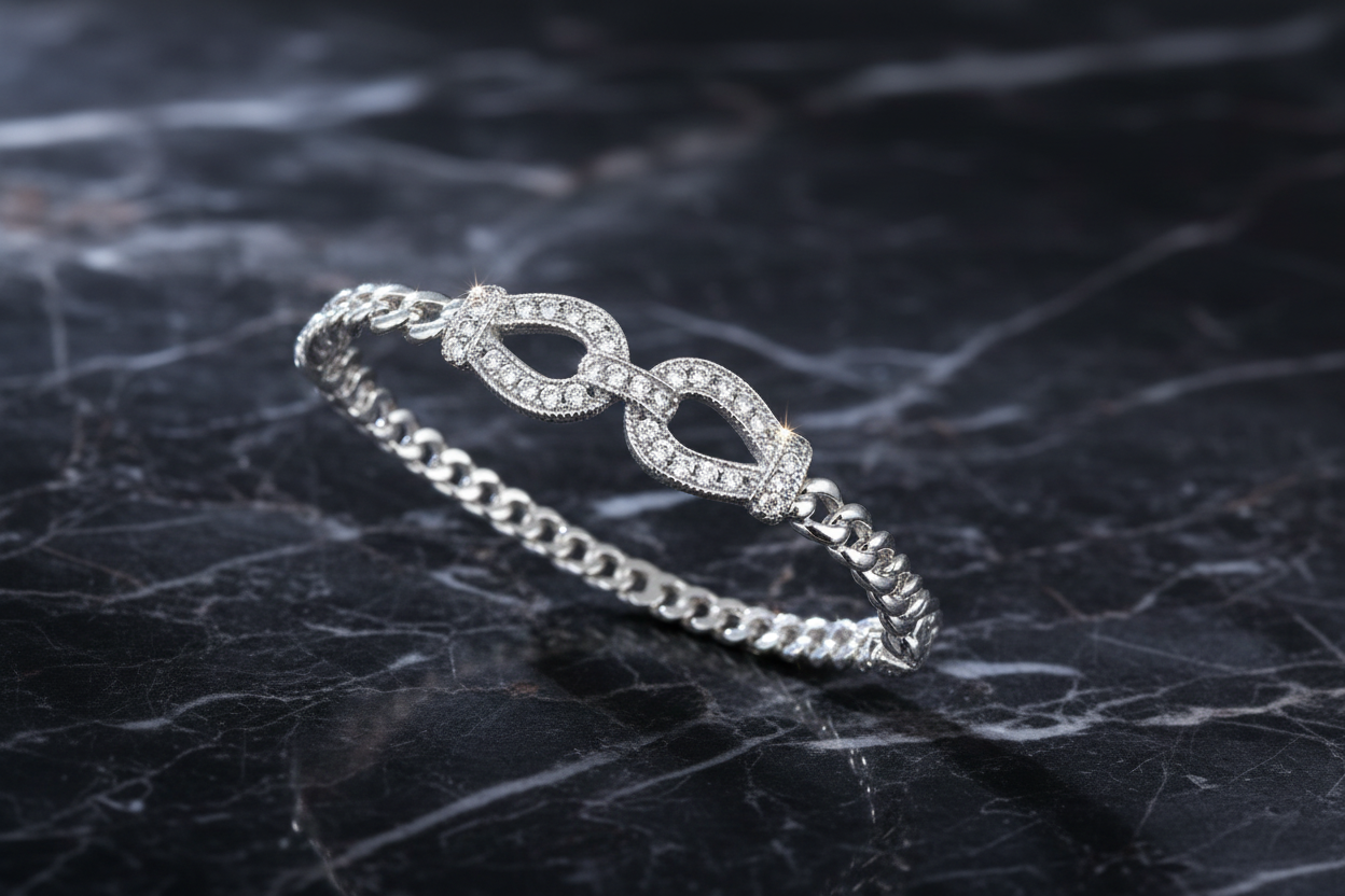 Silver Pave Horse Bit Bangle