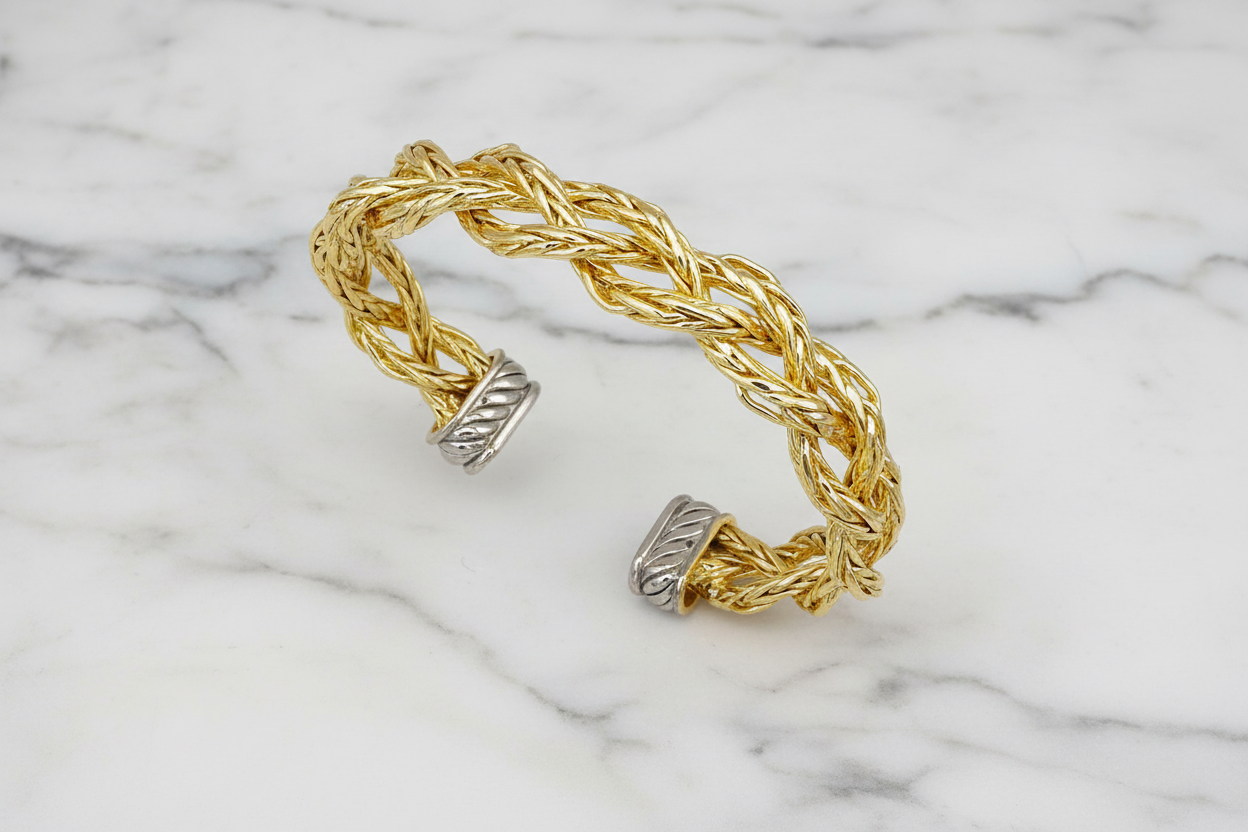 Two Tone 1/2" Braided Bangle