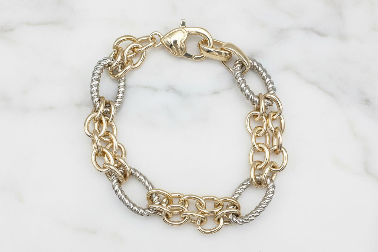 Two Tone Cable Links Bracelet