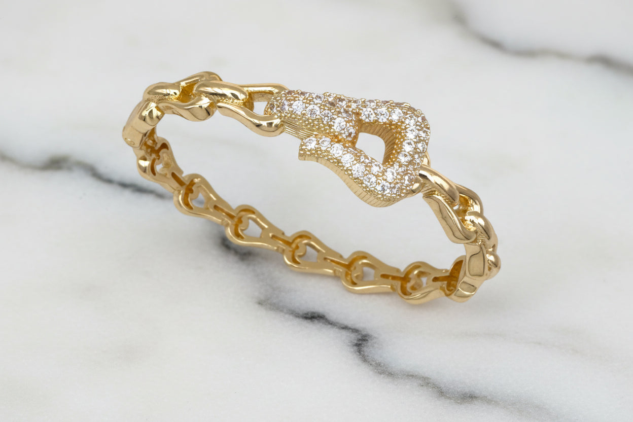 Pave Buckle Link Bangle