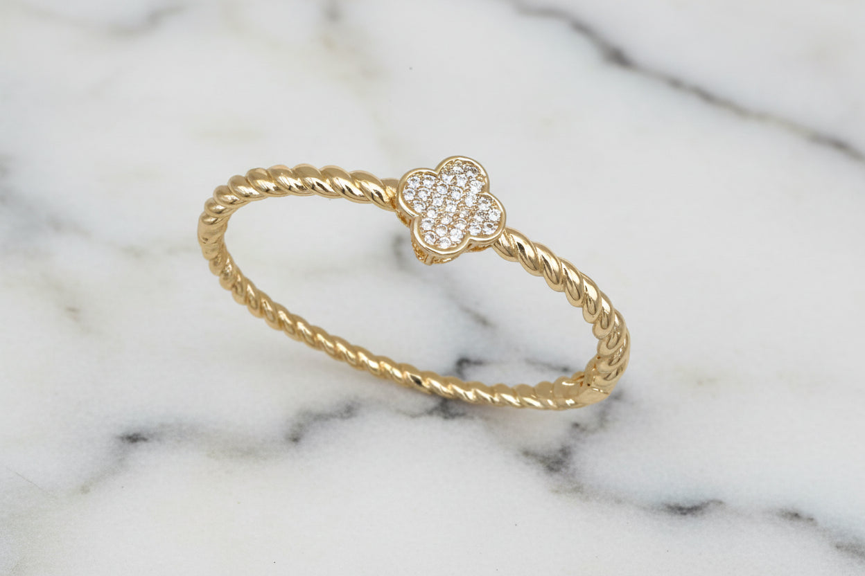 Pave Clover Bangle