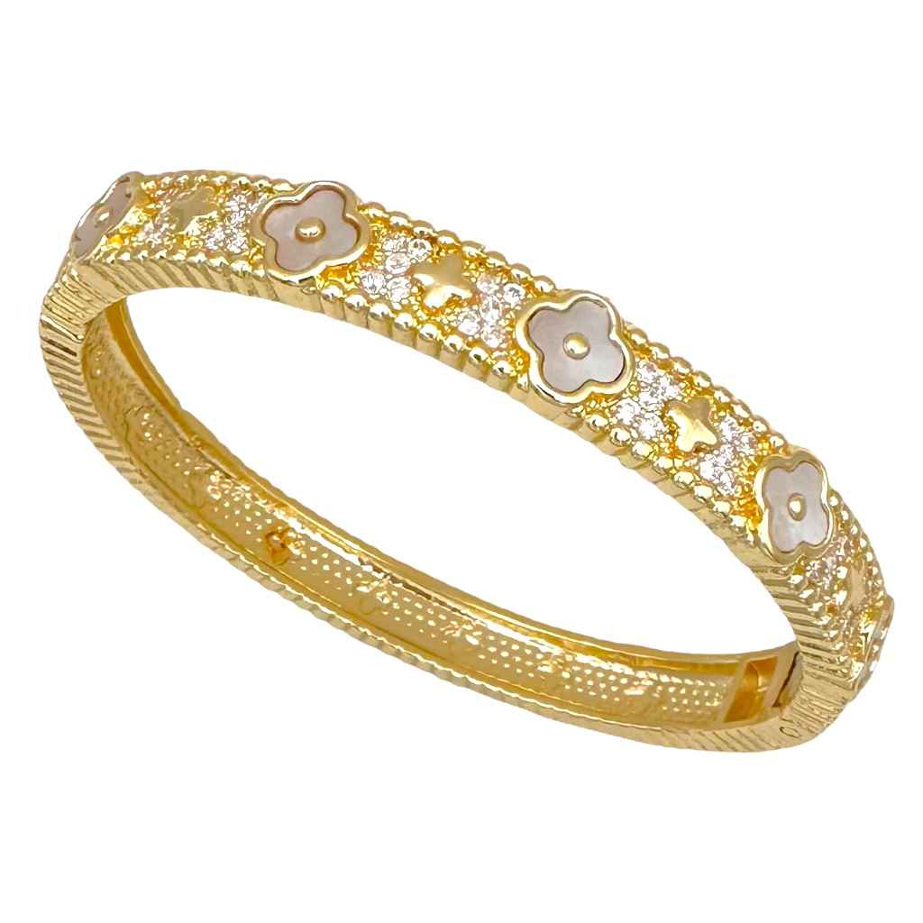 Pave MOP Clover Bangle