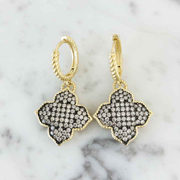Matte Gold Hematite Cross Huggie Earring