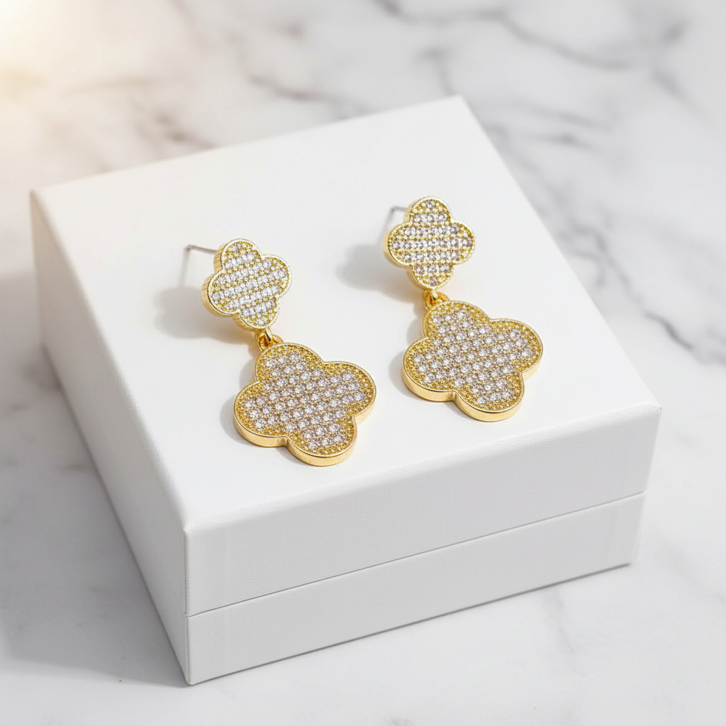 Pave Clover 1.25" Earring