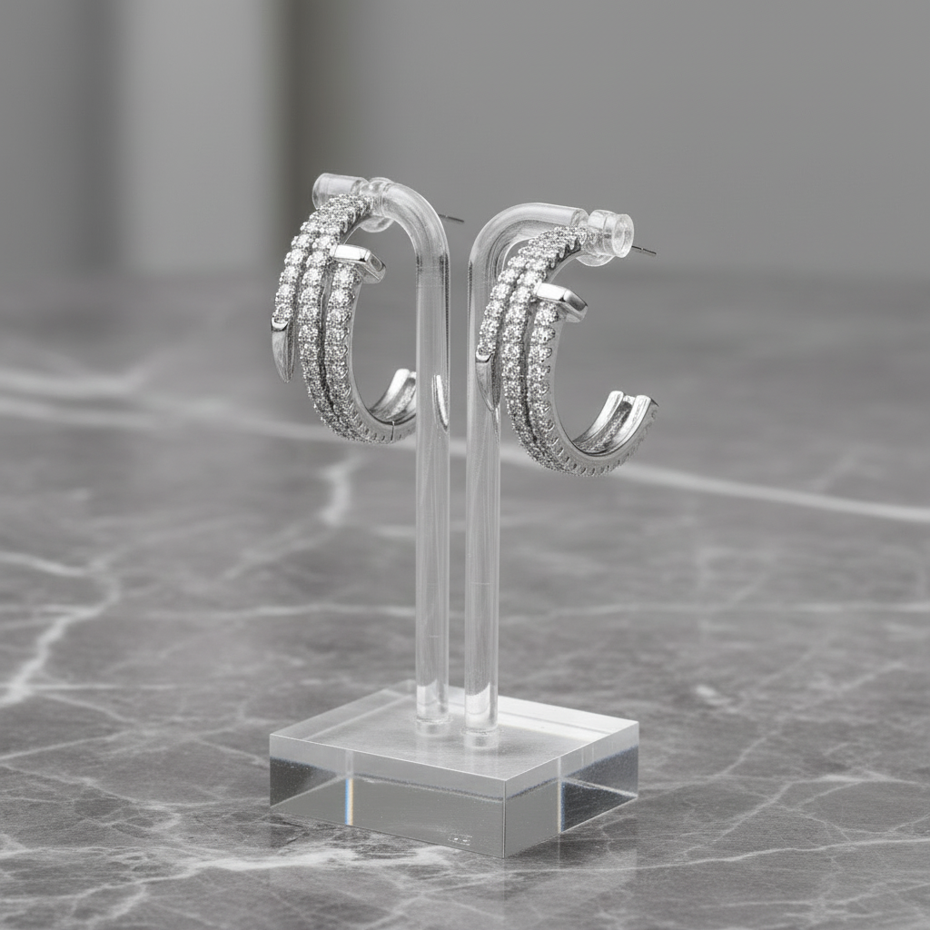 Pave Nail 3/4" Hoop Earring