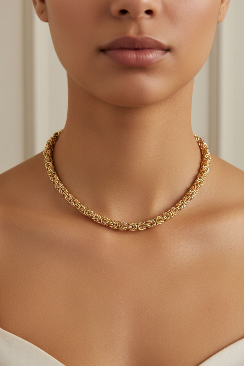 Gold Byzantine Chain Necklace - 17"