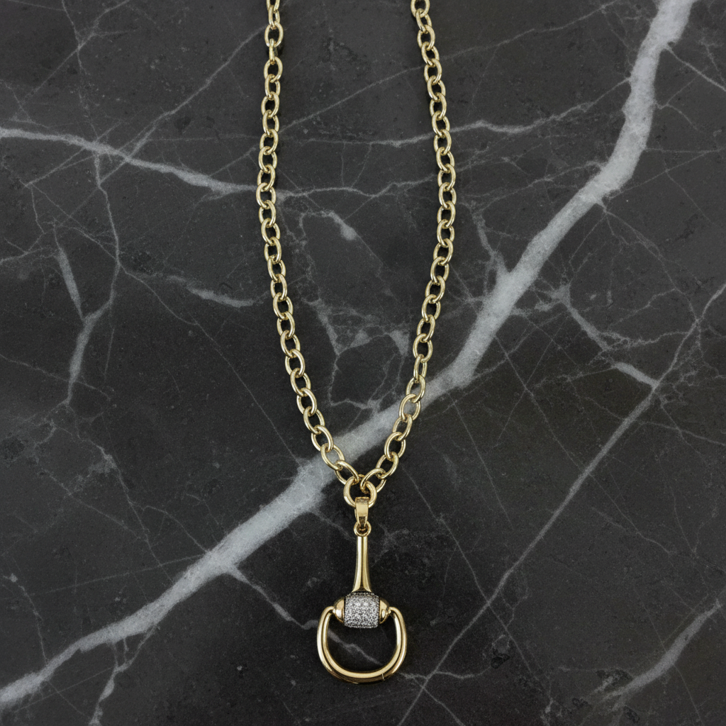 Gold Horseshoe Link Necklace - 17"